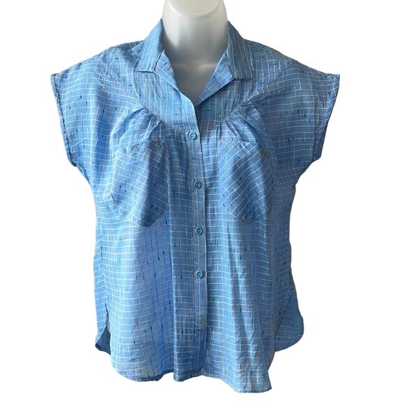 VINTAGE 1980’s Dead Stock Just Class Gauzy Cotton Blouse Size Small - Picture 1 of 5